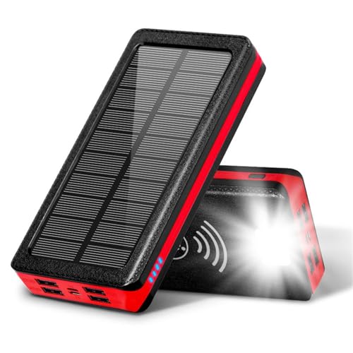 Solar Wireless Power Bank Tragbares Ladegerät mit großer Kapazität 4 USB Externer Akku Schnellladung Wasserdicht, Taschenlampe, 30000mAh Solar Wireless Power Bank Tragbares Ladegerät mit großer Kapazität 4 USB Externer Akku Schnellladung Wasserdicht, Taschenlampe, 30000mAh von Generic