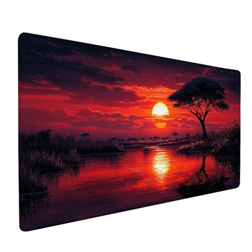 Sonnenuntergang Gaming Mauspad XXL 1500x800x3mm, Schreibtischunterlage Baum Mousepad Groß mit Vernähten Kanten, Rutschfester Gummibasis Mauspad Gaming XXXL Desk Mat, Mouse Pad Groß für Büro, PC 6-4296 Sonnenuntergang Gaming Mauspad XXL 1500x800x3mm, Schreibtischunterlage Baum Mousepad Groß mit Vernähten Kanten, Rutschfester Gummibasis Mauspad Gaming XXXL Desk Mat, Mouse Pad Groß für Büro, PC 6-4296 von Generic