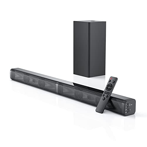 Soundbar mit Subwoofer, 2.1 Soundbar für TV Geräte, 32 Zoll Bluetooth TV Soundbar, Tiefer Bass, 5 EQ Modi Soundsystem für Fernseher, 3D Surround Sound System mit Optisches Kabel von Generic