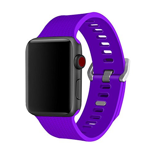 Sportarmband aus Silikon für Apple Watch 1/2/3 (Motiv Fischgrätenmuster), Mädchen Damen Kinder Unisex Herren Violett Apple iWatch 42 mm von Generic