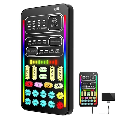Sprachwechsler-Geräte – Handmikrofon-Sprachwechsler, tragbare Soundkarte | Soundmaschine mit 8 Soundeffekten, Handmikrofon-Sprachwechsler-Soundeffektmaschine für PC-Laptop von Generic