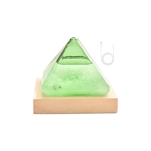 Stormglass Weather Prognostaster, Weather Glass, Pyramid Storm Glass Weather Prognostaster, grüne Pyramidensturmflasche mit leuchtender Holzbasis, Sturmglaswetter -Prognostaster, USB -Wetterstation Stormglass Weather Prognostaster, Weather Glass, Pyramid Storm Glass Weather Prognostaster, grüne Pyramidensturmflasche mit leuchtender Holzbasis, Sturmglaswetter -Prognostaster, USB -Wetterstation von Generic