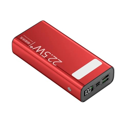 Superschnelles Aufladen der Powerbank, 30000 mAh, große Kapazität, tragbares Ladegerät mit Taschenlampe, USB-C-Powerbank, Rot von Generic