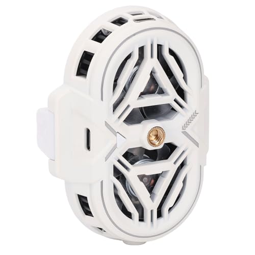 Telefonkühler, Dual 1/4 Zoll Kupfermutter Telefon Kühlerkühlungslüftertemperatur Display Ultra Leise 7 Vane/Wing Turbinenlüfter 3 Gänge für Live -Streaming (WHITE) von Generic