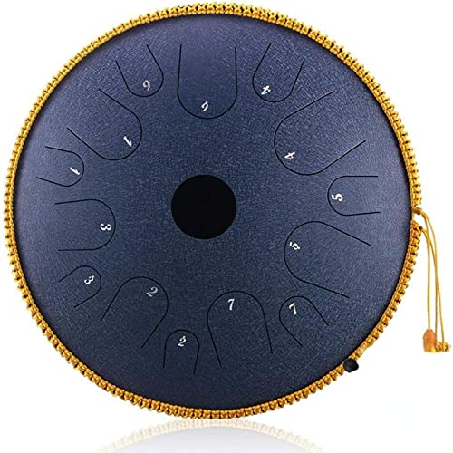 Tongue Drum Zungentrommel Groß Stahlzungentrommel Ätherische Trommel 14 Zoll 14 Tone Steel Tongue Drum Handpan Instrumente für Yoga,Meditation,Klangheilung von Generic