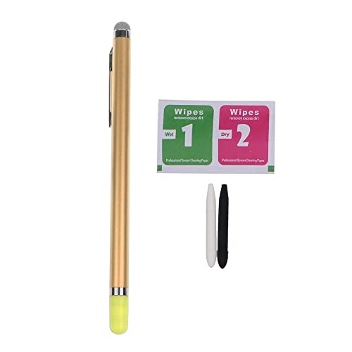 Touchscreen Stift mit universeller Empfindlichkeit, kapazitiver Eingabestift mit Faserspitze für Touchscreens, Touch Stift mit feinen Ersatzspitzen aus Faser für Tablet, Mobiltelefon (Gold) von Generic