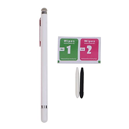 Touchscreen Stift mit universeller Empfindlichkeit, kapazitiver Eingabestift mit Faserspitze für Touchscreens, Touch Stift mit feinen Ersatzspitzen aus Faser für Tablet, Mobiltelefon (Weiß) von Generic