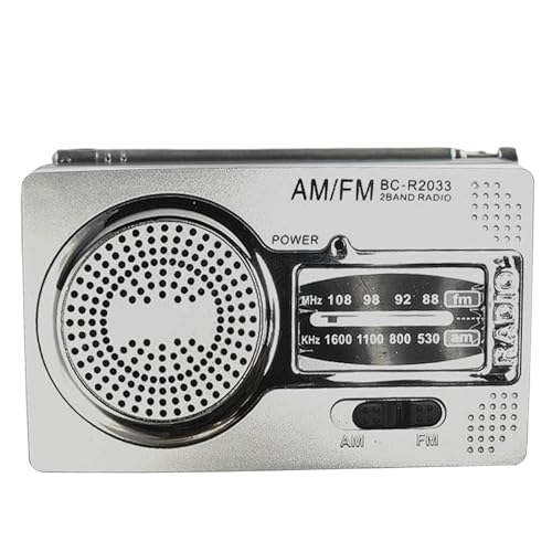 Tragbares Taschenradio, FM-Radio mit Batteriebetrieb mit Lautsprecher, Lautsprechertasche, Kopfhöreranschluss, hervorragender Empfang und Stereo-Bass-Sound von Generic