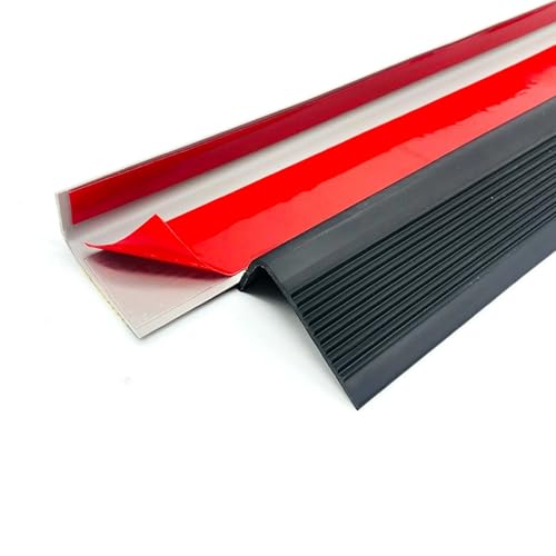 Treppenkantenprofil Selbstklebend 50 x 25 mm, Antirutsch Treppenkantenschutz aus PVC, Vinyl-Kantenstreifen, Winkelprofil Anti-rutsch Treppenkante(Black) von Generic