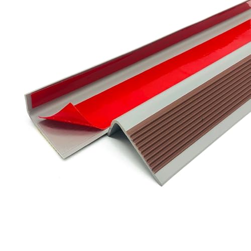 Treppenkantenprofil Selbstklebend 50 x 25 mm, Antirutsch Treppenkantenschutz aus PVC, Vinyl-Kantenstreifen, Winkelprofil Anti-rutsch Treppenkante(Brown) von Generic