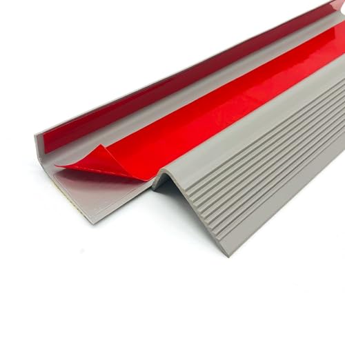 Treppenkantenprofil Selbstklebend 50 x 25 mm, Antirutsch Treppenkantenschutz aus PVC, Vinyl-Kantenstreifen, Winkelprofil Anti-rutsch Treppenkante(Gray) von Generic