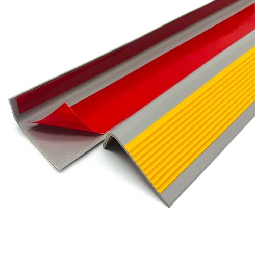 Treppenkantenprofil Selbstklebend 50 x 25 mm, Antirutsch Treppenkantenschutz aus PVC, Vinyl-Kantenstreifen, Winkelprofil Anti-rutsch Treppenkante(Orange) von Generic