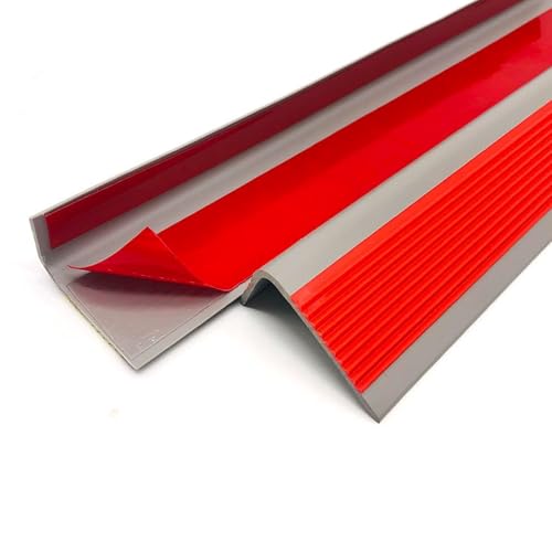 Treppenkantenprofil Selbstklebend 50 x 25 mm, Antirutsch Treppenkantenschutz aus PVC, Vinyl-Kantenstreifen, Winkelprofil Anti-rutsch Treppenkante(Red) von Generic