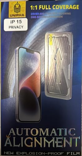 Generic UNIPHA Sichtschutz für iPhone 15 6,1 Zoll, Anti-Spähen Gehärtetes Glas Schutzfolie mit Einfaches Installationswerkzeug, 1 Stück (iPhone 15), 15Pro Privacy von Generic