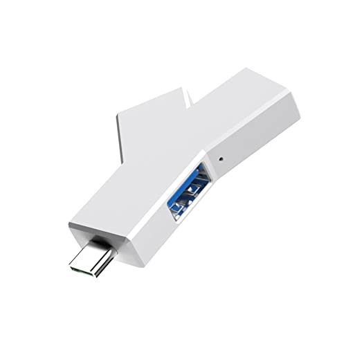 USB/Typ C 3 Port Splitter Hub,Mini Y-förmiger USB-C Port Expander für PC Computer Laptop, Plug and Play, Unterstützung Hot Plug (Type C weiß) von Generic