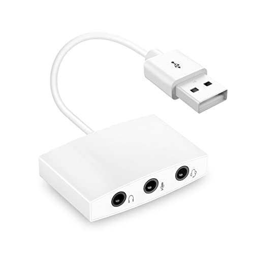 USB Audio Adapter Externe Soundkarte,3 Port Stereo Soundkarte Konverter mit 3.5mm Klinke Kopfhörer und Mikrofon für Laptop Desktop von Generic