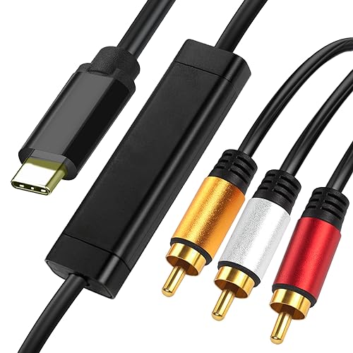 USB C auf RCA Adapter 1080P, 91 cm, aktiver Typ C auf Cinch-Konverter, Stecker USB C auf 3-RCA Out, Video-Adattatore-Kabel für Laptop, Computer, Projektor von Generic