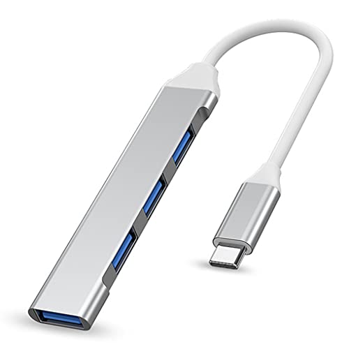 USB C auf USB 3.0 Hub Adapter 4 Ports Typ-C auf USB 3.0 Adapter Multiport, USB C auf USB Hub 2.0 für Mac PC Laptop Windows (Silber-USB C) von Generic