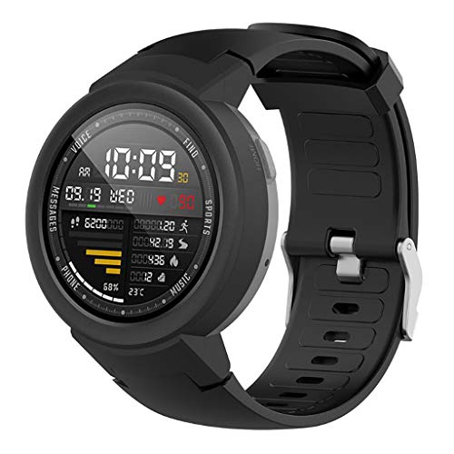 Uhrenarmband Kompatibel mit Huawei Xiaomi Amazfit Verge, Silikon Kautschuk Uhrenarmband Damen Herren Ersatzarmband Armband Smartwatch Uhren Zubehör (Black, One Size) von Generic