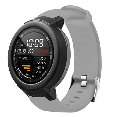 Uhrenarmband Kompatibel mit Huawei Xiaomi Amazfit Verge, Silikon Kautschuk Uhrenarmband Damen Herren Ersatzarmband Armband Smartwatch Uhren Zubehör (Grey, One Size) von Generic