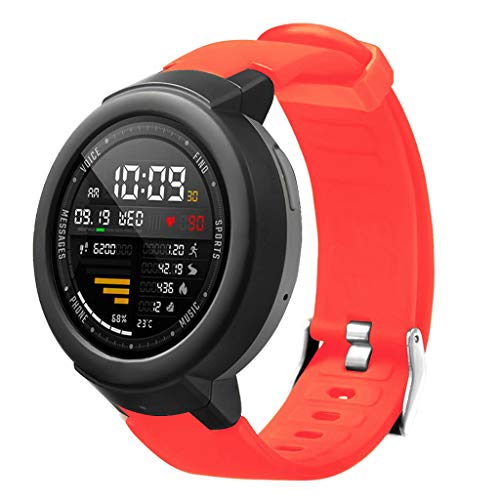 Uhrenarmband Kompatibel mit Huawei Xiaomi Amazfit Verge, Silikon Kautschuk Uhrenarmband Damen Herren Ersatzarmband Armband Smartwatch Uhren Zubehör (Red, One Size) von Generic