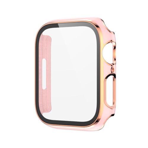 Uhrengehäuse Kompatibel mit Apple Watch Series 4/5/6/7 Smartwatch [PC+Gehärtete Folie] Zweifarbig Hülle Bling Schutzhülle Hard Galvanisiertes Gehäuse (Rosa+Roségold,41mm) von Generic