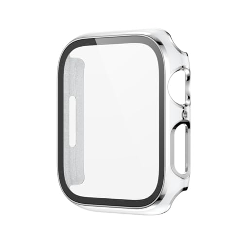 Uhrengehäuse Kompatibel mit Apple Watch Series 4/5/6/7 Smartwatch [PC+Gehärtete Folie] Zweifarbig Hülle Bling Schutzhülle Hard Galvanisiertes Gehäuse (Weiß+Silber,40mm) von Generic