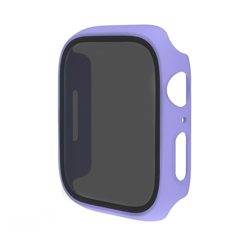 Uhrengehäuse Kompatibel mit Apple Watch Series 9/8/7 Smartwatch [PC+Gehärtete Folie] Anti Spy Privacy Hülle Bling Schutzhülle Kratzfest Hard Integriertes Cover (Hellviolett,49mm) von Generic