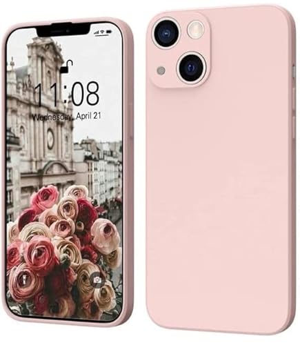 Ultradünne Handyhülle für iPhone 13 Mini [mit Schutzfolie] - Stoßfestes Case aus Flüssigsilikon mit Kameraschutz gegen Kratzer, 5,4 Zoll, Rosa von Generic