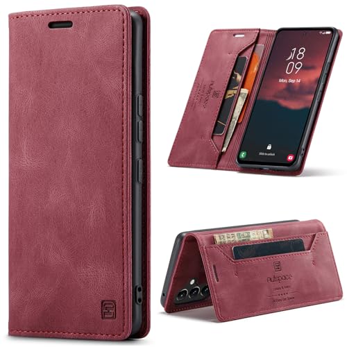 Upgraded Handyhülle für Samsung Galaxy A54 5G Hülle, Premium Leather Wallet Hülle (Rot) von Generic