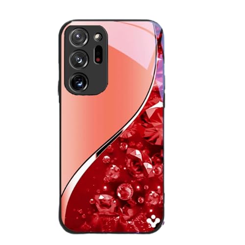Urgalaxy Personalized Diamond Metallic Oval Tempered Glass Phone Case for S25/S24/S23 Ultra, Urgalaxy Personalized Diamond Metallic Glass Case for Samsung (for S25,Red) von Generic