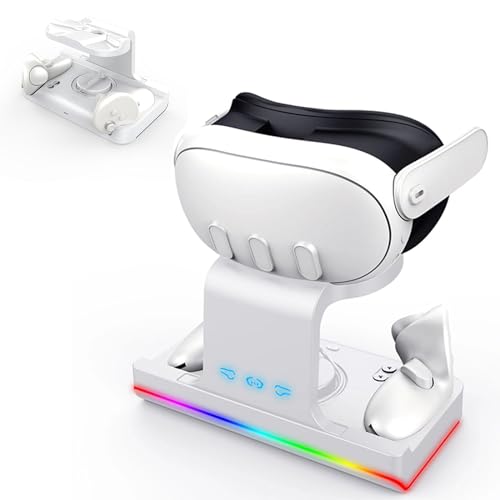 VR-Ladestation kompatibel mit Quest 3 Controllern und Headset Ladeständer, Ladestation mit RGB-Lichtmodi für Quest3-Zubehör von Generic