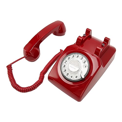 Vintage -Festnetzheline, Retro -Telefon Wähltaste für Hotel für ältere Menschen Schlafzimmer (Rot) von Generic