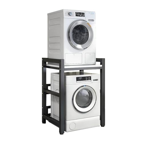 Waschmaschinenregal, Stapelset, Verstellbarer Ständer, 400 kg Kapazität, Frontlader-Waschmaschine und Trockner (Schwarz + Weiß) von Generic