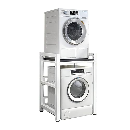 Waschmaschinenregal, Stapelset, Verstellbarer Ständer, 400 kg Kapazität, Frontlader-Waschmaschine und Trockner (Weiß+Schwarz) von Generic