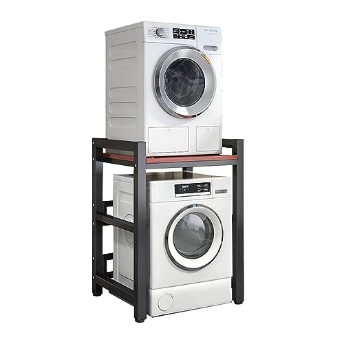 Waschmaschinenregal, Stapelset, Verstellbarer Ständer, 400 kg Kapazität, Frontlader-Waschmaschine und Trockner (Weiß + Walnuss) von Generic
