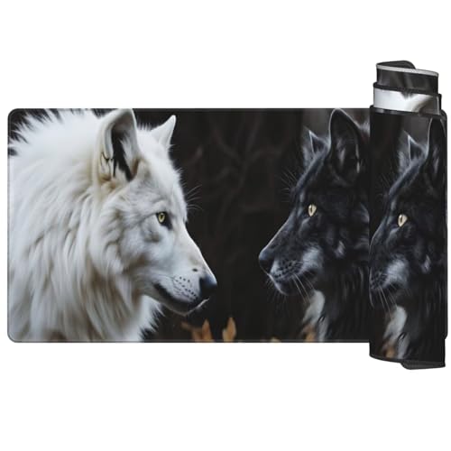 Wolf Mauspad XXL 800X400X3mm, Mauspad Tier Schreibtischunterlage Groß Mouse Pad Gaming Vernähte Kanten, Desk Mat mit Anti-Rutsch Basis, Verbessert Präzision Geschwindigkeit, Gaming Zubehör, PC Q1133 von Generic