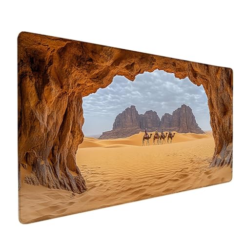 WüSte Gaming Mauspad XXL 1500x800x3mm, Schreibtischunterlage Kamel Mousepad Groß mit Vernähten Kanten, Rutschfester Gummibasis Mauspad Gaming XXXL Desk Mat, Mouse Pad Groß für Büro, PC, Zuhause U-2142 WüSte Gaming Mauspad XXL 1500x800x3mm, Schreibtischunterlage Kamel Mousepad Groß mit Vernähten Kanten, Rutschfester Gummibasis Mauspad Gaming XXXL Desk Mat, Mouse Pad Groß für Büro, PC, Zuhause U-2142 von Generic