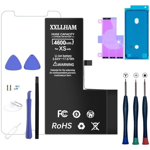 XXLLHAM Akku für iPhone XS (A1920, A2097, A2098, A2100) 4600MAH Hoher Kapazität Ersatzakku Mit Reparaturset Werkzeugset Kit Adhesive 24 Monate Gewährleistung von Generic