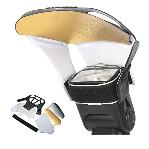 YUOCU 3 Farben Blitzdiffusor Reflektor Kit, Tragbarer Universal Kamera Blitzlicht Diffusor für Kamera Blitz Blitzlicht - Silber, Weiß, Gold von Generic