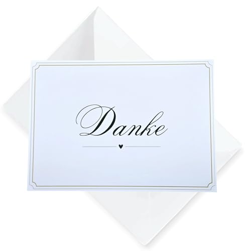 elegante Dankeskarte mit Goldrand im Set: 10x Karte mit 10 xUmschlag: "Danke" von Generic