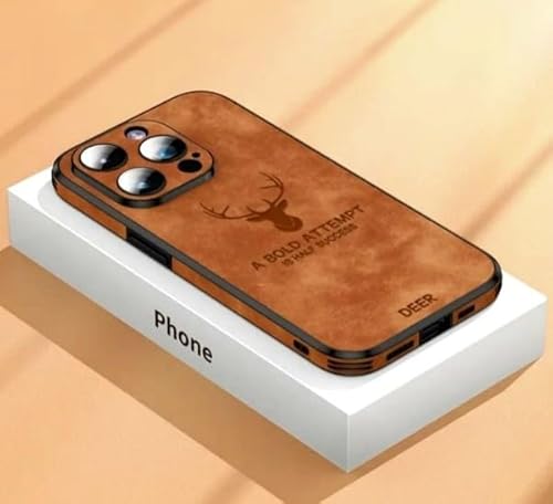 iPhone 15 Promax Lederhülle mit integriertem Kameraschutz, luxuriöses Premium-PU-Leder, mit 1 x Displayschutzfolie aus gehärtetem Glas. Braun von Generic