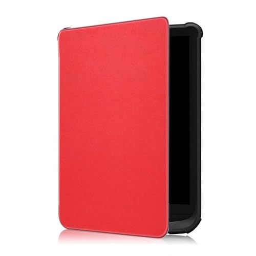 kuaijiexiaopu Schlanke und leichte tragbare PU-Leder-Standhülle, kompatibel mit Pocketbook Basic Lux4/5 627/628 6,0 Zoll(Rot) von Generic