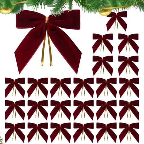 24 Stück Weihnachtsschleifen aus Samt, klein, Bordeaux, für Weihnachtsbaum, Basteln, Hochzeit, Party, Krawattenschleifen für Weihnachtsdekoration, Weihnachtsbaum, 1 Zoll W, 8,9 x 8,9 cm 24 Stück Weihnachtsschleifen aus Samt, klein, Bordeaux, für Weihnachtsbaum, Basteln, Hochzeit, Party, Krawattenschleifen für Weihnachtsdekoration, Weihnachtsbaum, 1 Zoll W, 8,9 x 8,9 cm von Genérico