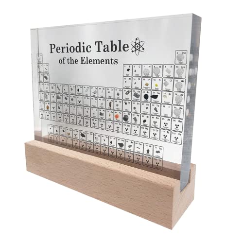 Acryl-Periodensystem mit echten Elementen - Harzbrett mit echten Elementen für Schüler, Lehrer, Klassenzimmer ... - 3D-Poster mit chemischen Elementen - Tabelle der tatsächlichen Elemente (ohne Basis) von Genérico