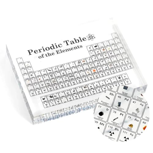 Periodensystem aus Acryl mit echten Elementen, Harzbrett mit echten Elementen für Schüler, Lehrer, Klassenzimmer usw. – 3D-Poster mit chemischen Elementen – Tabelle der echten Elemente (ohne Basis) von Genérico