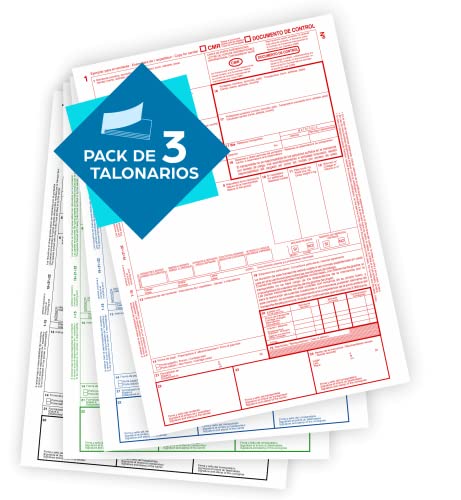 CMR - 3er-Pack - Internationaler Transport - Selbstkopiert - 4 nummerierte Kopien, Rot, Blau, Grün, Schwarz von Genérico