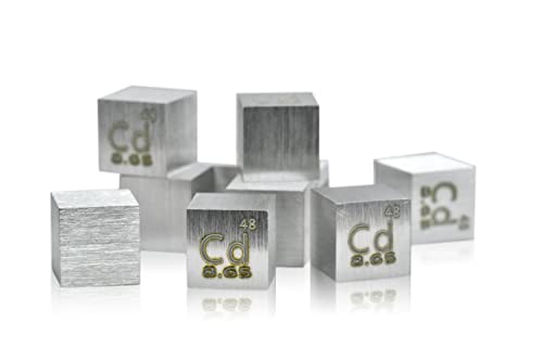 Cadmium Dichte, Cadmium Metallwürfel 10 x 10 x 10 mm rein 99,95 % für Sammlung von Elementen von Generico