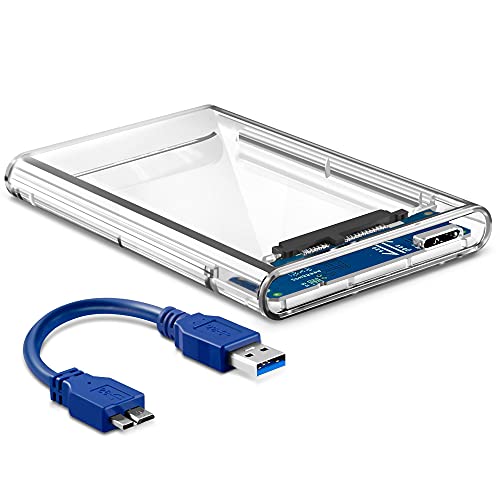 Generico Externes Gehäuse für Festplatte, 2,5 Zoll, USB 3.0, Festplattengehäuse, für 2,5 Zoll, HDD SSD SATA I/II/III 9,5 mm und 7 mm, Tool-Free, UASP-Unterstützung, transparent von Generico