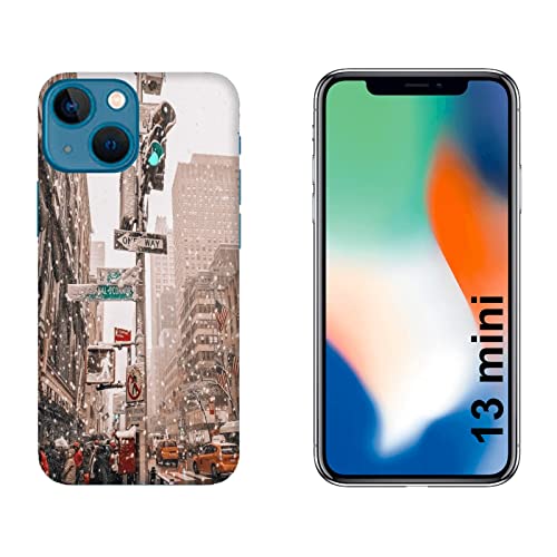 Generico Hulle Schutz kompatibel für. Apple iPhone 13 Mini Winter verschneites New York/TPU Weiches Silikongel/Telefon Hard Snap auf Anti-rutschfeste Anti-Scratch-stoßfeste Schutz-TPU von Generico